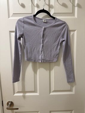 Sunday Best Lavender Cropped Button-Up Cardigan